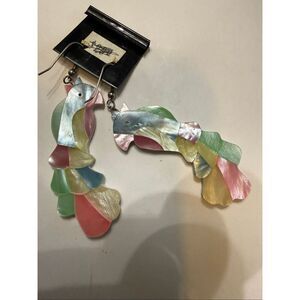 Lotus Trading Women's Multicolor Mother-of-Pearl Parrot Bird Drop Earrings NWT
